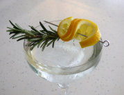 Gin garnish lemon and rosemary